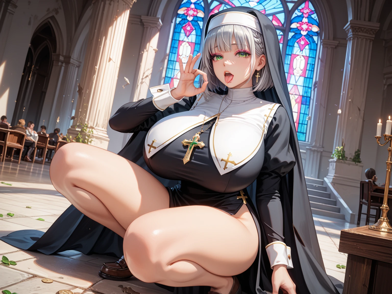Sin City, Frank Miller. sexy beautiful nun in church female assassin, femme fatale. assassin nun wearing stockings and garter-belt. dominatrix