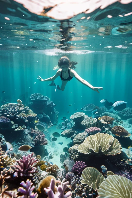 (best quality,4k,8k,highres,masterpiece:1.2),ultra-detailed,(realistic,photorealistic,photo-realistic:1.37),underwater scene,diver in deep blue ocean,coral reef,tropical fish,sunlight filtering through the water,schools of fish,detailed scuba diving equipment,calm ocean waves,beautiful marine life,vivid blue tones,dramatic lighting,serene and peaceful atmosphere