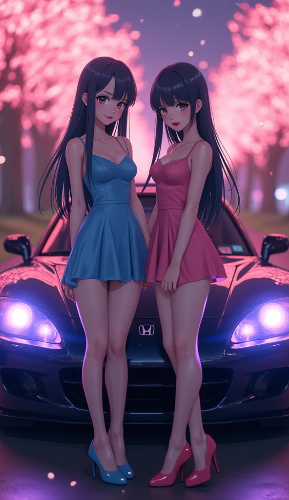 (best quality), (masterpiece), (detailed), 1girl, Gender is girl. Brown curly hair. Emrald green eyes. Freckled face. She is driving a Toyota Supra Car. Black chest detail dress. Nighttime. Smiling happily.