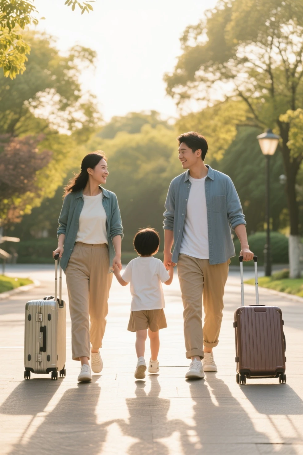  son and a daughter are going on vacation with their parents