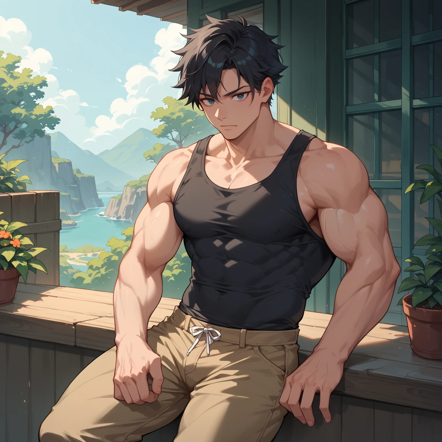 1boy, Realistic, detailed, Young pumped up man, cowboy, on farm, naked torso, chaps, 4 abs, lustful look, farm and animals in the background, detailed face, detailed hair, detailed hands, detailed legs, detailed eyes, detailed skin, dynamic lighting, (photorealistic:1.4), 8k uhd, (hyper realistic), (photo realistic), (masterpiece), (best quality)