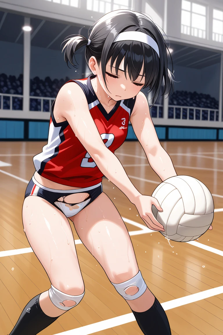 pieces fly、masterpiece、highest quality、Super detailed、High resolution、High resolution、8K portrait、Unity 8k壁紙のHigh resolutionCG、unity 8k wallpaper、cute type little:1.5、:1.5、Highly detailed CG unity 8k wallpaper、realistic、real person、cute type little、 portrait photography、shiny skin、High resolution、(1 girl)、beautiful clear eyes、very detailed explanation、delicate face、nice lips、slender body、Big breasts and a narrow waist、thin legs、1 girl, cute type, perfect face, seriously, (blush:1.5), ((cute:1.4)),(:1.8),(volleyball court:1.3),、(Volleyball Sleeveless Uniform:1.2), (((I have nipples)))、Detailed description vagina,((show vagina)),(spread legs:1.2),spread ,((Orgasm in the vagina:1.5))、(nude:1.5)