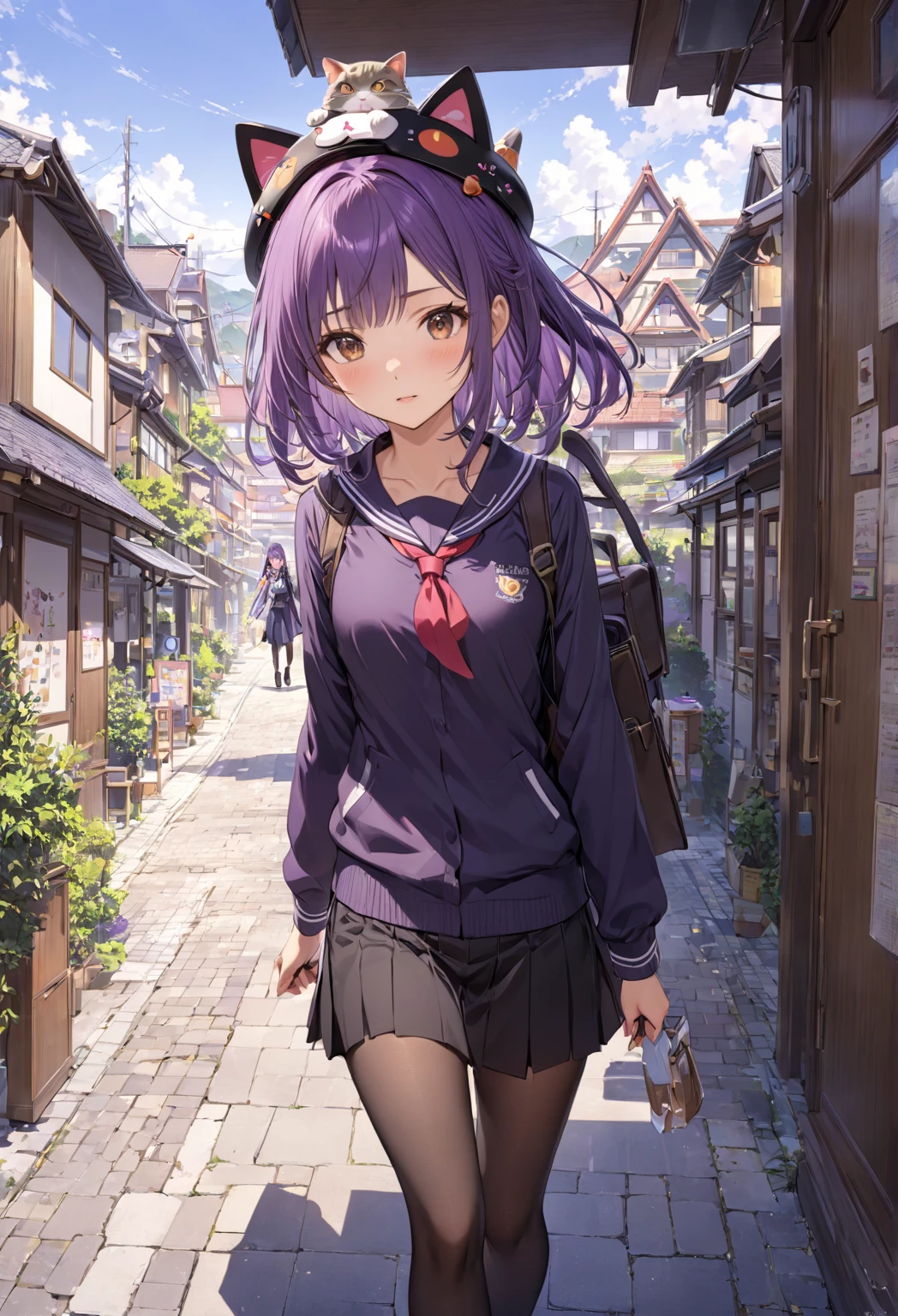insanely detailed, absurdres, ultra-highres, ultra-detailed, best quality,
1girl, solo, nice hands, perfect hands,
BREAK
jirai kei,plaid skirt, shirt, long sleeves, bow, blue skirt, white shoulder frilly shirt, outdoors, blue bow, long hair, puple hair
BREAK
happy smile, laugh, closed mouth, standing,
,
cute pose, cowboy shot,
BREAK
slender, kawaii, perfect symmetrical face, ultra cute girl, ultra cute face, ultra detailed eyes, shing purple eyes, ultra detailed hair, ultra cute, ultra beautiful,
BREAK
in harajuku, shibuya, tokyo, street, crowd, cityscape,
BREAK
large breasts, perfect body, sexy