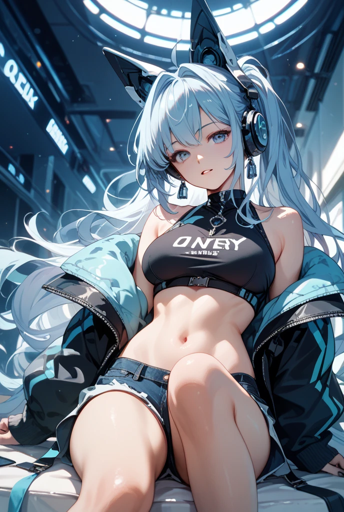 ((best quality)), ((Masterpiece)), (Details) Perfect face, sitting under a cherry tree, listening to music, woman, wearing headphones, wearing underwear, underwear is transparent, wearing tight clothes, breasts and buttocks beach, sitting cross-legged