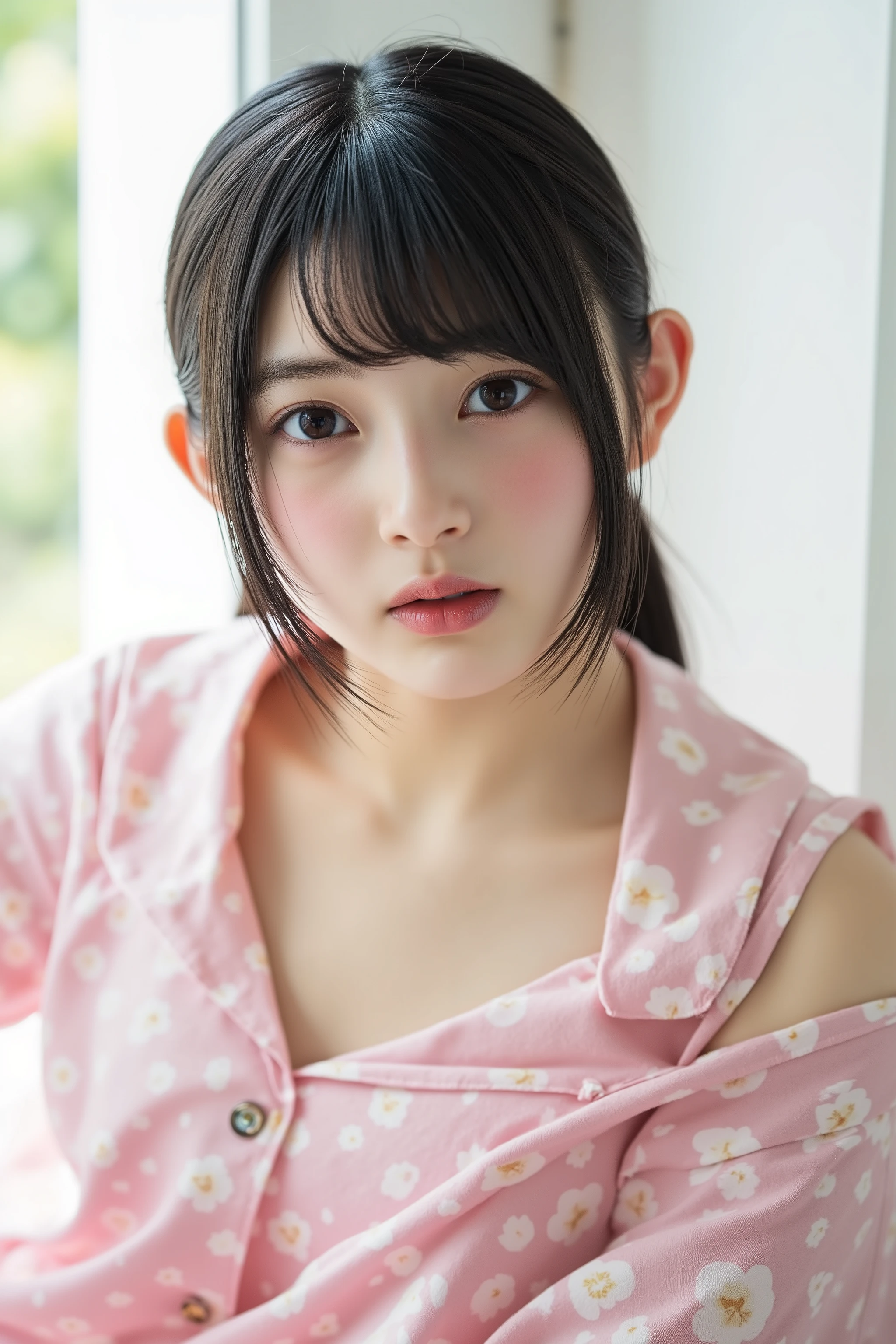 (masterpiece, Highest Quality , details, 8k, 4K, hi res, is ridiculous :1.3), ( detailsなテクスチャライティング , Detailed surface lighting for viewers ), [ PASTEL COLOR ] [ calm colors ] [ anime screen cap with clothes in 4 steps ] [ Photorealistic] 3D Character Model,PERFECT PROPORTION, beautiful body,pajamas,  nightwear, ,surprised faces,big breasts
