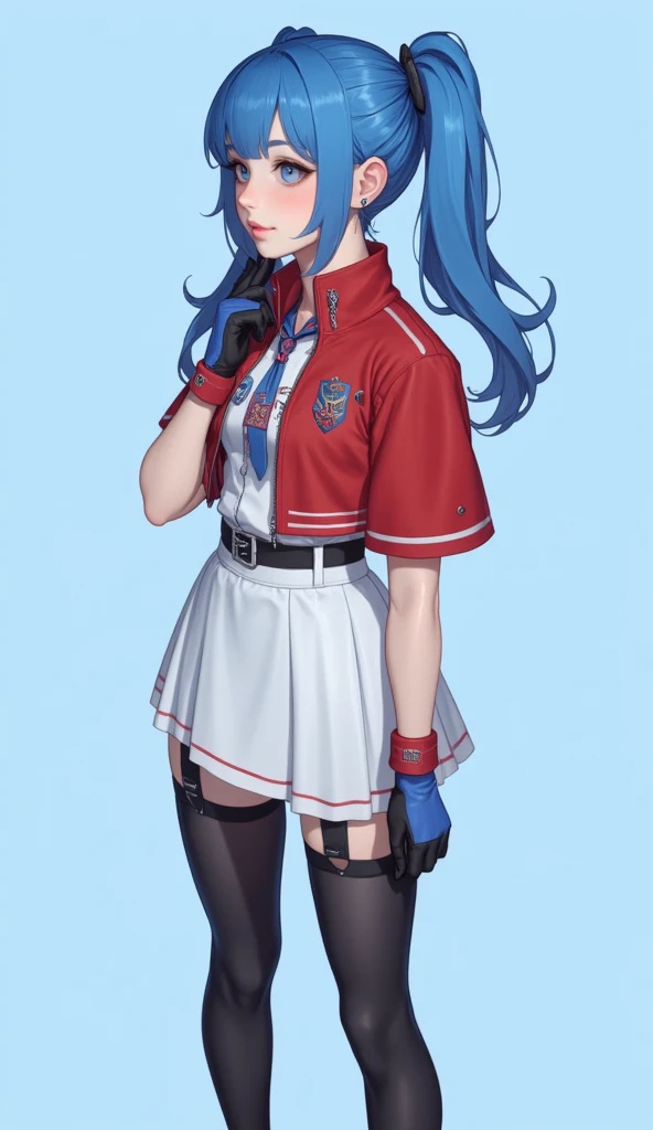 revsitting, revstanding, ahegao, (1boy), thin body, thin legs, blue hair, mlpsonata, ponytail, jacket, shorts, thighhigh boots, blue hair, jewelry, bracelet, (Best Quality,4k,8K,high resolucion,Masterpiece:1.2),Ultra-detailed,realisitic:1.37,Vivid colors,studio lit, thin body, black outline, thick outlines, very long hair, disheveled hair, messy hair