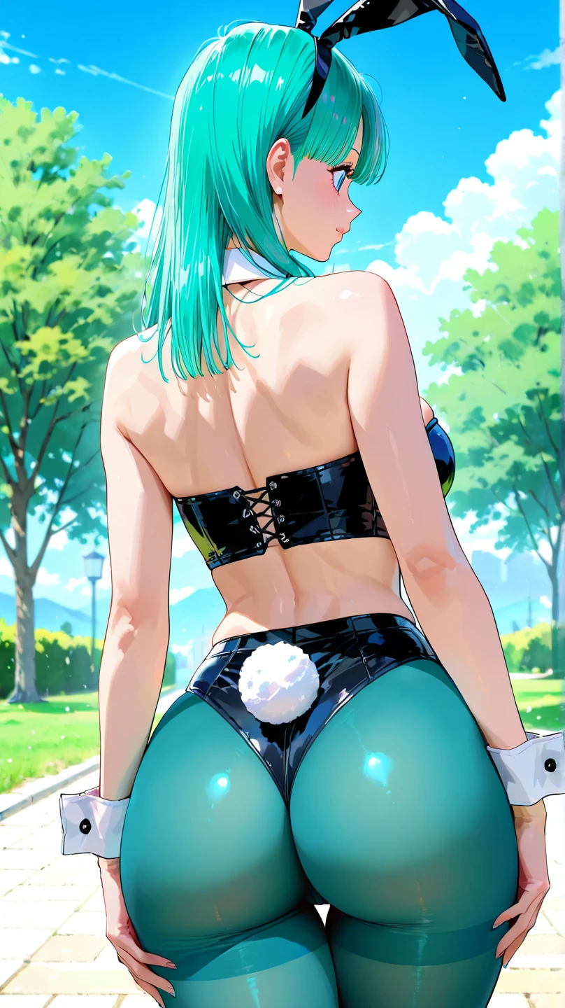 (masterpiece, best quality), a nymph-like sexy model, wearing tight lingerie, huge ass, ass view, outline, posing amidst vibrant flowers in a hidden garden,