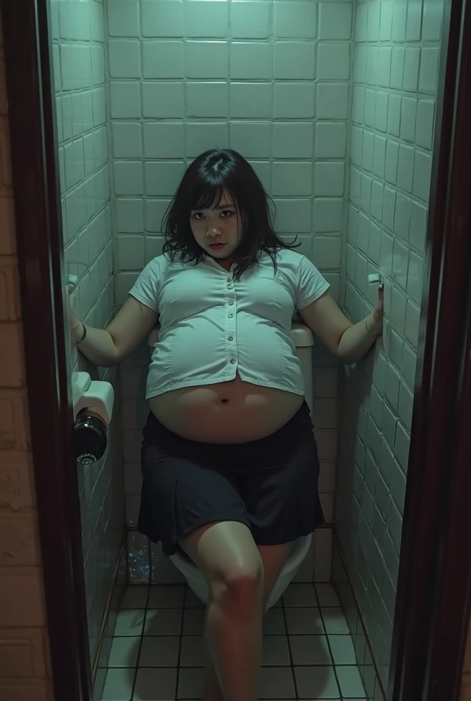 (Black hair color,pony tails),square shapes,Pregnant woman in the subway,eye glass,sitting down,eye glass,hair pin,Surreal,cellshading,stereograms,Perspectives,atmospheric landscape,8K,ultra - detailed,Ode,Best quality at best,realistically,半框eye glass,high pony tails,