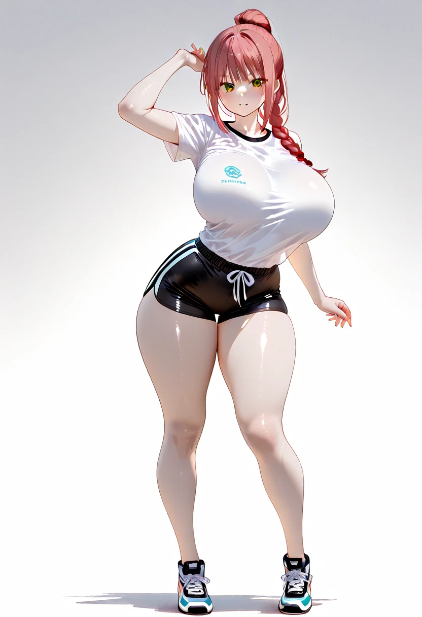 (8K,Highest quality,masterpiece:1.2),(detailedな瞳),(detailed),(detailedな手指),High quality CG Unity 8k Huge file size,Two arms、Two hands、Ultra fine,High resolution,Beautiful Eyes,woman、Ray Tracing,Dramatic Shadows,delicate,Hyper Detail,((Volleyball Player))、Bloomers、Red Hair Long Hair、gigantic breast、Big Ass、Big thighs、(Very wet)、Cowboy Shot、Blushing、(Facing the front of the body)、((squat))、very hot、Sweat a lot、(((White Breath)))、(((Haa)))、Embarrassing、((View your viewers))、((Spread your legs wide))、(Keep your hands behind your head)、Open your mouth vertically a little、(I can see my belly button)、(Show your side)、Composition looking up from a little below.、(Simple Background)