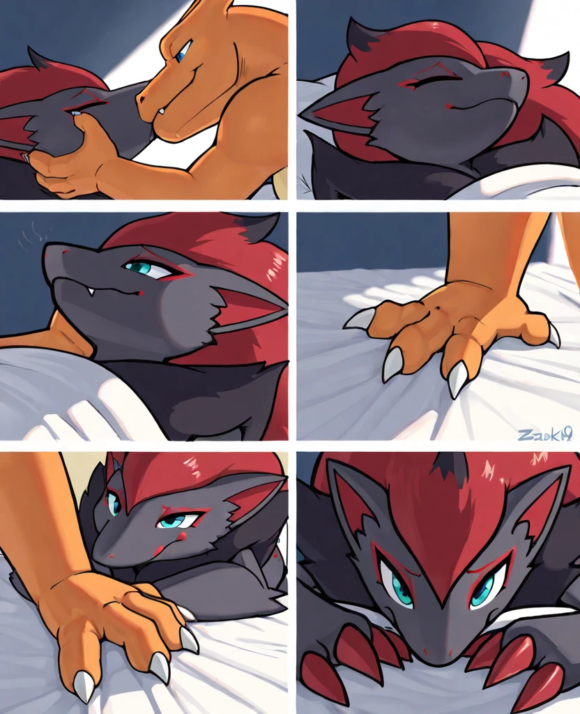 score_9,score_8_up,score_7_up, kemono style, Kat, Anthro furry feline, silver fur, grey stripes on body, long blonde hair, pink nose, naked, lying on her back, hands with five fingers, on a bed, eyes closed, feet paws 4 toes, she is getting fucked by dragon male, blend in with characters, ahegao,