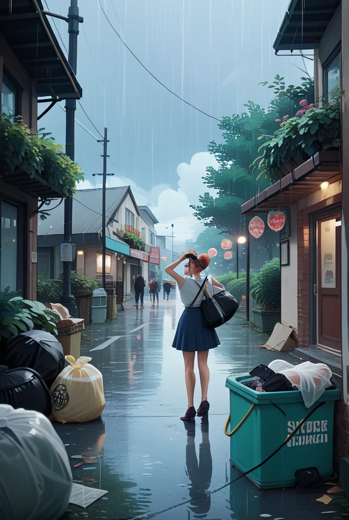 Sweet rain,quadratic element,bare-legged
