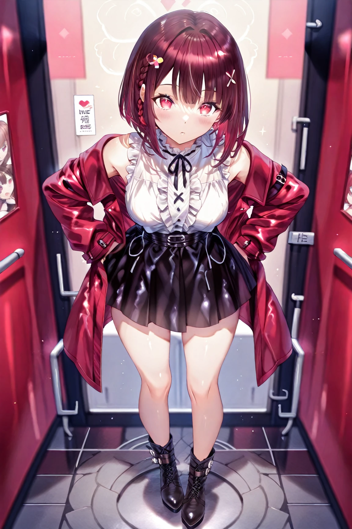 nsfw,((Masterpiece)),((high resolution)),((Best Quality)),Anime illustration,(((1girl))),(wavy hair),(short hair),(pale pink hair color),small ponytail,Red eyes,(Big round eyes),((tareme)),12 years old,((loli face)),orgasm,drunken eyes,((very big breasts)),Short stature,Young,,,cardigan,mini skirt,Feeling embarrassed,Are crying,classroom,thighvibe,vibrator in thighhighs,rope bondage,arms behind back,bound arms,bound breasts,restrained,