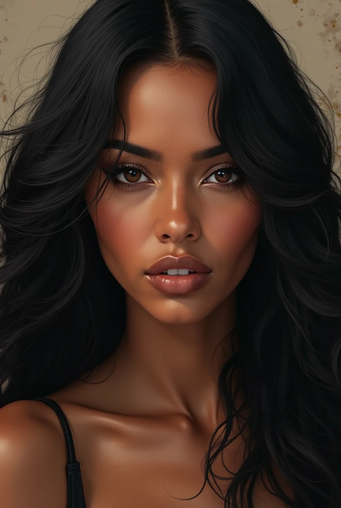 beauty black girl, african etnic, full large breasts