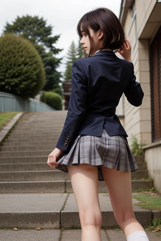 Very detailedな CG Unity 8k 壁紙, Highest quality, Very detailed, masterpiece, Realistic, photo Realistic, Photographing the whole body from a distance、Very detailedなかわいい 14 歳の女の子, (((Try lifting your skirt))), (Lift it yourself), Camel Toe、Natural Makeup、(masterpiece:1.3, Highest quality, Ultra-high resolution, Very detailed), (Realistic:1.1, photoRealistic:1.4), (From the knee up、Low - Angle:1.5)、Beautiful illustrations, Perfect lighting、 colorful, Written boundary depth, School Life、
Beautiful detailsまでこだわった髪, Beautifully detailed face, Beautiful details, Camel Toe、Beautiful clavicle, Beautiful body, Beautiful breasts, Beautiful thighs, Beautiful feet, Beautiful fingers,
View your viewers, 1 Girl, Japan語, 14-year-old girl、smile、Perfect Face, (Perfect Anatomy, Anatomically correct), Cute and symmetrical face, Baby Face, 細部にまでこだわったWhite skin, Skirt flip、Camel Toe、Skirt flip、((Lower body naked))、((Wear sneakers))、(Short hair:1.5,brown), Asymmetrical bangs, black eye, Long eyelashes, (Small Box)、Very slim figure、thin, blush, Lips parted, Looking at the audience ((Navy blue blazer 、Ribbon tie))、((Checkered Pleated Skirt))、Ribbon tie、Japan、Behind the school building、Black Short Hair ,Detailed slender legs、White skin、Skirt flip、Camel Toe、(2 legs、Black knee-length long tights)、((One young junior high school student))
