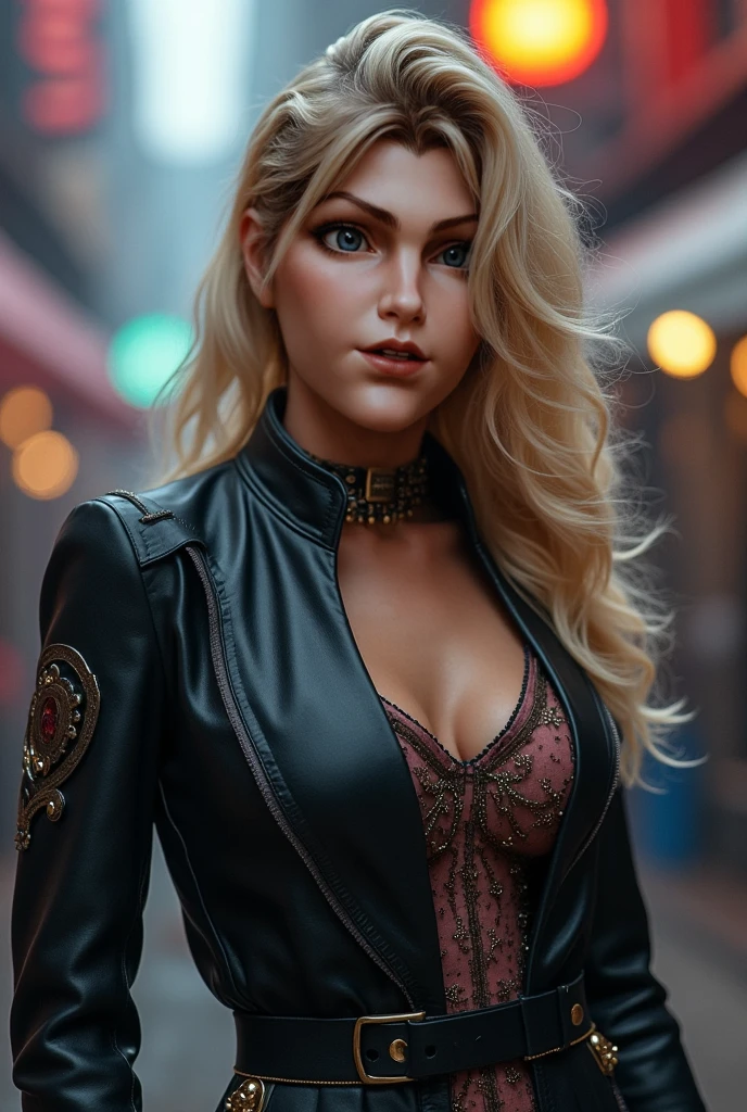 ultra-realistic, hyper-realistic photography, digital style Canon R5 f8.0, light on messy hair , red leather mini skirt, red leather gloves, scene set at night in an illuminated city, full facial portrait provided, gray eyes clear and bright, 24k, intricate details, highly detailed, skin with pores and fluff, symmetrical, strong left side lighting art by vladimir volegov and Fabian Perez, art style by Edith Lebeau, light from long messy hair , looking at the camera in different positions, Riccardo Federici intricate art masterpiece detailed face matte painting film poster golden ratio trending on cgsociety intricate epic trending on artstation by artgerm h. r. Giger and Beksinski, very detailed and vibrant production cinematic representation of characters, extremely high quality model requested by art Spencer,