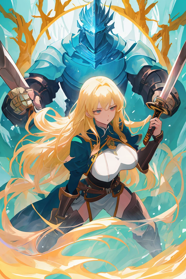 best quality, official art, masterpiece, textile shading, HDR, very detailed, colorful, best details, fantasy, battle armor, 1 human female, 25 years old, 3 boys bandits, Multiple horny bandits, Anxious and frightened expression, standing on stairs, Inside the cave, Dim brightness, choppy hair, big breast, skinny, Surrounded by a horde of bandits:1.9、Bandits in heat, Feeling like about to be attacked, mysterious atmosphere、cameltoe:1.3, looking back, ground level shot:1.9, fighting stance,