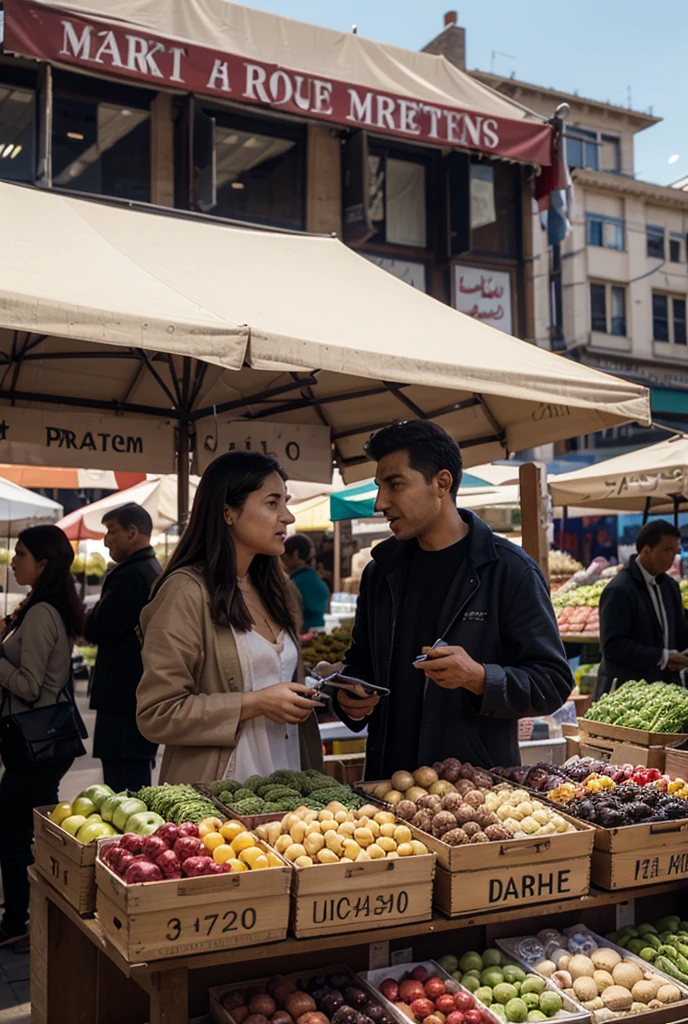 A scene showing [Chinese merchants trading] featuring featuringerciantes europeus, Middle Eastern and African, featuring (((produtos featuringo pólvora e bússolas))) for sale. The scene should include a busy port and a (((multicultural city))), symbolizing the transfer of technology.