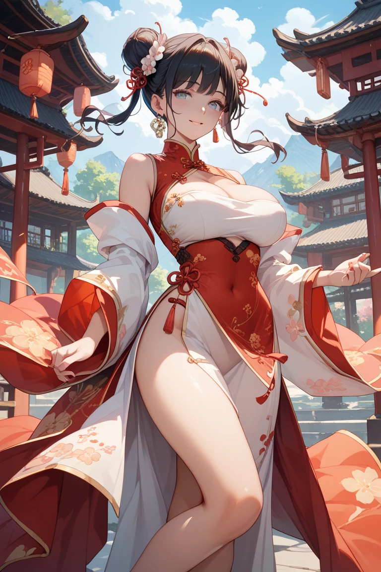((((8k))),((Extremely detailed CG)) ,(wallpaper),16K,((Extremely exquisite and beautiful)),(((masterpiece))),(((Best quality))),(((Ultra-high resolution))),(Smooth and flawless fair skin:1.5),(Pale skin:1.3),Extremely delicate facial details,(Sexy:1.5),Super detailed,A beautiful girl,(nepal:1.3),(Small head:1.2),(bald:1.5),(No hair:1.3),(Small face:1.2),Exquisite makeup,(Big Breasts:1.5),(Towering Box:1.5),((Slim,Thin)),Happy,(Smile:1.2),(Gorgeous gauze robe:1.5),(likewise:1.2),(Day scene:1.5),(outdoor:1.2),(In the courtyard of a Chinese Buddhist temple:1.5),(Bright sunshine:1.2),(Detailed background:1.5),(permanent:1.3),(From the front:1.3),(cigarette:1.3),(summer:1.2)
