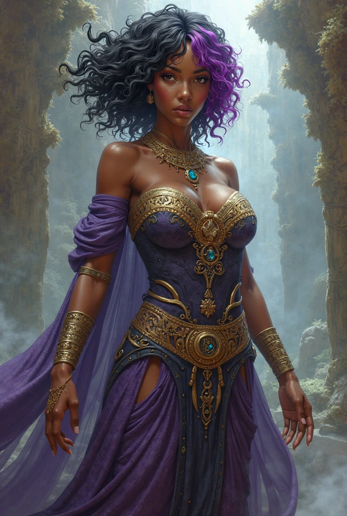 Je veux que tu me fasses une couverture pour un roman Fantasy romance, ces deux personnages sont noirs de peau, dark skin, ils ont 17 ans, ils sont des ennemis, ils veulent s'entretuer, surtout lui, elle, she mainly defends herself but her goal is to save him at all costs too. Le garçon est dark skin, with curly mid-length hair, the girl has long curly hair. They are very beautiful.
