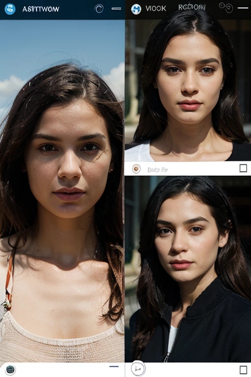piercing eyes, looking straight, a 20 year old cute BellaHadid,wearing an off-shoulder sweater, choker, closeup portrait, in a outdoor cafe in 2015, afternoon light, <lora:BellaHadid:0.2>