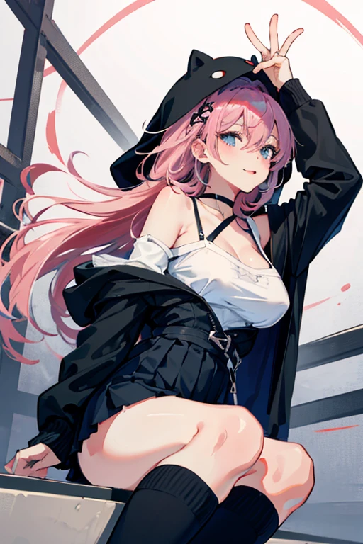 garota de anime, linda, modelo hentai, ahegao, corpo inteiro, lolita, roupa rasgada, Capa do álbum Anime Phonk Brain Sick, musica, ondas sonoras, com cores em preto neon