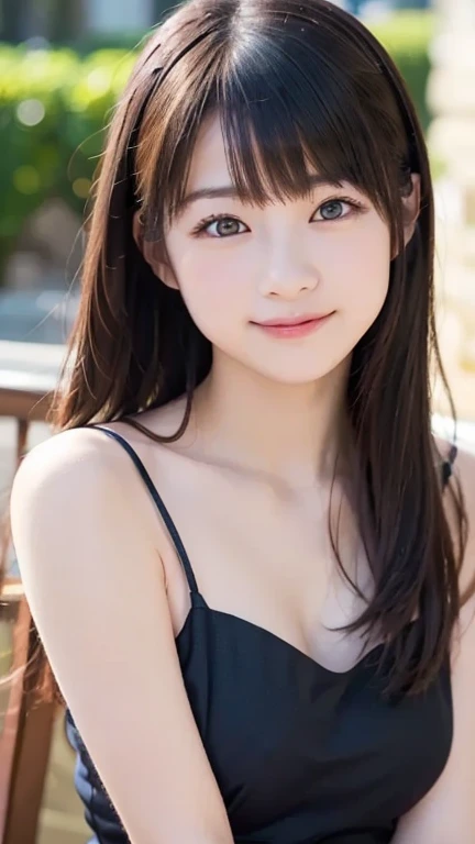 (Best-quality, Masterpiece, Ultra-High-Resolution, (Photorealistic:1.4), Raw Photo, depth of field, professional lighting), ((1girl, the most famous Japanese idol, having fun at pool)), (((innocent smile, dynamic pose))), (((extremely cute face like the most famous Japanese idol))), (((extremely cute big-black-eyes))), (((extremely realistic beautiful-skins))), (detailed cleavage)