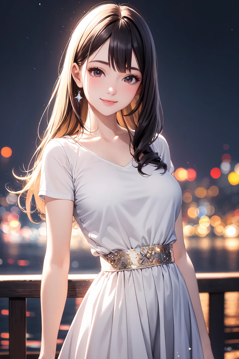 (top-quality、in 8K、32K、masterpiece、nffsw、ighly detailed、Impresionismo:1.2)、Full body, evening、A city scape、On the rooftop、realistic shadow、beauitful face、blurry backround、16-year-old beautiful girl、shinny skin, Beautiful black hair、Blunt bangs、 braided ponytails、Brown eyes、a sailor suit、pleatedskirt、Black socks、Black shoes、A smile、