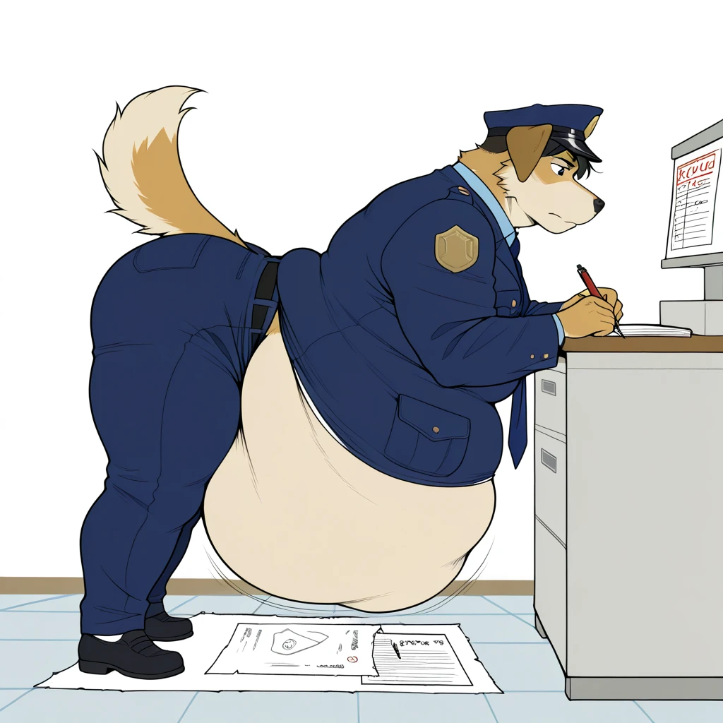 By zackary911, Diane foxington, anthro, bubble butt, solo, police officer, steam, sweating, in heat, lust, trembling, open mouth ((:p)), sexy, embarrassed, Underbutt