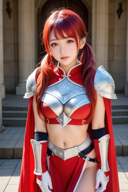 (photo realistic1.2),ultra detailed,(8K),(1girl),(Fantasy World:1.5),(wooden house),(bed),Clothing with low sheen,(warrior Costume:1.5),warrior items on the wall,warrior gear,(warrior Hat),skirt,topless, (small nipples), (big breasts: 1.2),nude gravure, beautiful Japanese, clothes in disarray,earrings,moderate muscle tone,(from above),looking at viewer,(reaching out),(snicker),bust shot,(red hair),(straight hair),24years old, 