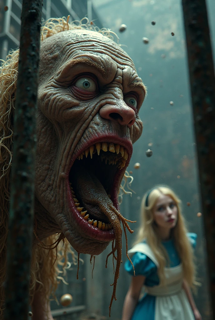 ultra-detailed,(realistic,photorealistic,photo-realistic:1.37)a 20 year old girl, pale skin, (Irish), (swiss), (Czech), fountain curled bangs strawberry blonde hair, beautiful girl, thin, skinny,   sitting in dark, room, dramatic lighting, hard contrast, (cinematic shot) , ((horror film)), (dramatic angles), wearing a cute long tank top, and flowy micro skirtbody attacked and stretched out,arms and legs spread apart, ravaged by a ((thousand tentacles)),((tentacle monster)), highly detailed, photorealistic, 8k, (best quality:1.2), (realistic:1.37), ((intricate details, cinematic lighting, dramatic pose, dark fantasy, horror, surreal, horror film, gritty,)), ripped miniskirt, ripped tank top, (shock, scared, body debased), (wet, slimy, dirty body), (tentacles going into mouth)