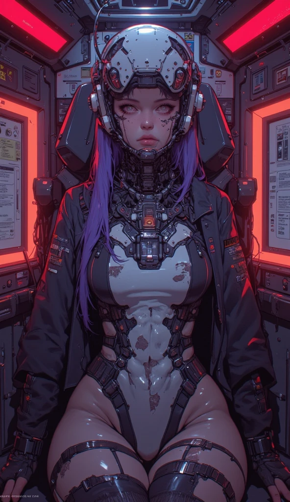 score_9, score_8_up, score_7_up, BREAK,
Cute Girl, masterpiece,(bestquality),highlydetailed,ultra-detailed,1 girl,(black and red tones),(mechanical),(cool),(biodesign),(cyborg),(biomechanics),long black hair with red highlights,(metallic skin),(glowing red eyes),(cybernetic limbs),(wires and tubes),(futuristic outfit),(leather jacket),(combat boots),(in a cyberpunk city with neon lights),(holding a gun),(looking confident and fierce)
