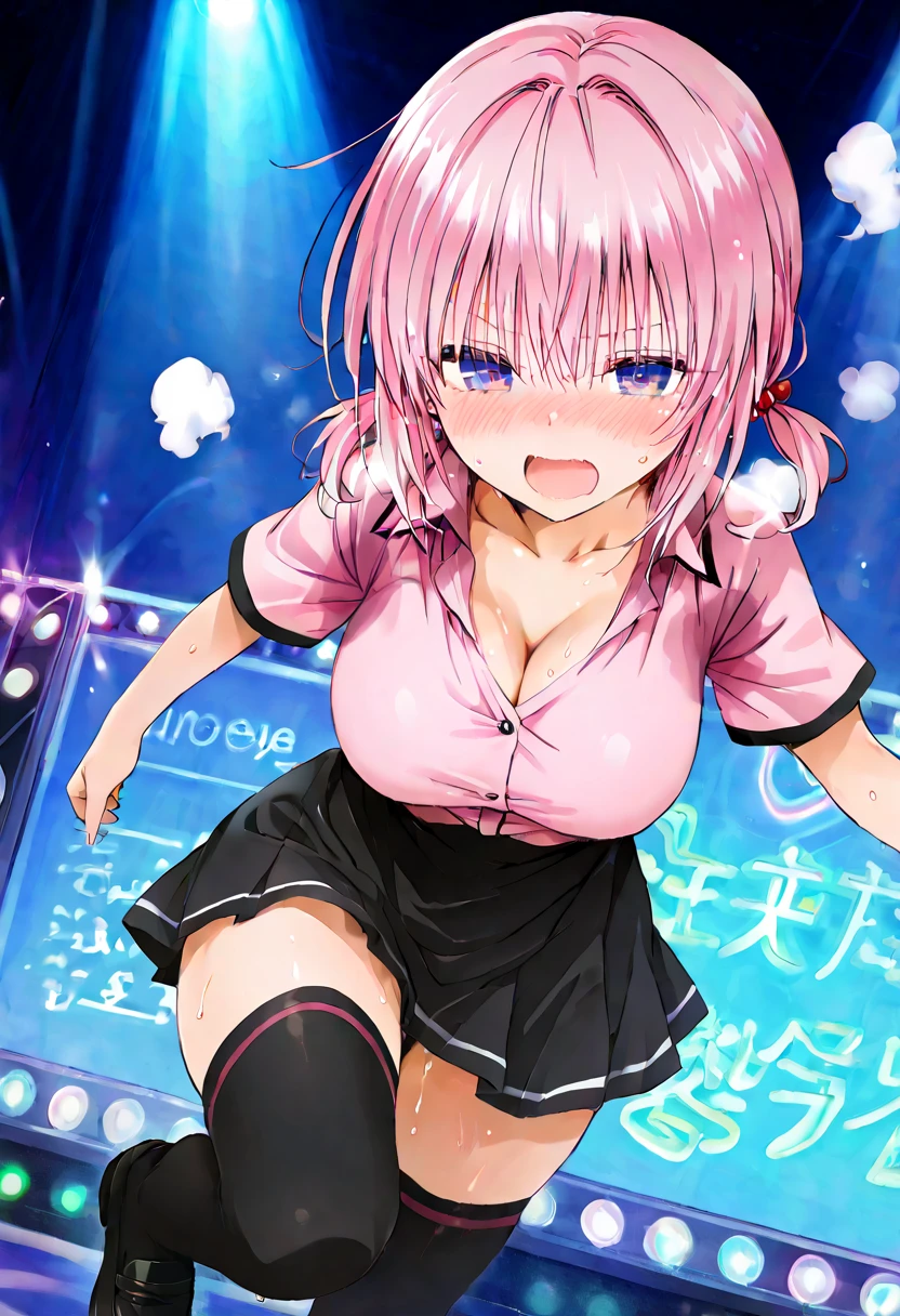 NSFW、8G、highest quality、Highest quality、Real、masterpiece、Mine system、、(((Double teeth)))、Slender、(((Black and pink hair)))、((Knee socks))、(((Two Girls)))、Long sleeve shirt、Black Skirt、((Twin tails))、(((Korean Idol Group)))、(((packed stage)))、(((concert)))、Big Breasts、(((((Sweat)))))、(((Body odor)))、(((pussy)))、(((Love juice)))、(((((Break dance)))))、((smile))、((((Open up))))、((((Angle from below))))