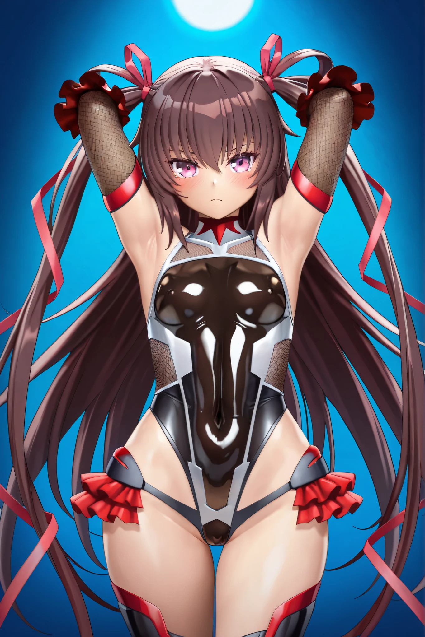 Grabbing men's penises, A girl is posing for a photo, pretty girl, Enchanting girl, Beautiful Anime Girls,
(((Tachibana Arisu, Black Hair, Straight Long Hair:1.2, Large dark blue ribbon, White skin:1.2))),
break
((Elbow hand pockets, Fingerless gloves, Frilled leotard, Fur trim, Black leotard, (Taimanin suit:1.6), Heart-shaped pupils, One Piece Tan)), break (((Glowing Skin:0.8), Mature Woman, Sensual, ((Small breasts)) (Covered nipples:0.8), cleft of venus, Pussy, Camel Toe)),
((shy, crying, drooling:1.4, saliva trail:1.4, long tongue, torogao, disgust, blush, Open your mouth, Tears, Crying loudly)),
((Bedroom、Lie on your back on the bed:1.4、Spread your legs wide apart:1.4)), ((Angle from below, View Viewer, whole body))
break
((Ultra-high resolution)), (((masterpiece))), (((highest quality))), ((8k)), (Attention to detail), (Beautiful sparkle), (High detail), (Anatomically correct)),
((Realistic)), ((The best CG)), Highly detailed art, CG illustration,