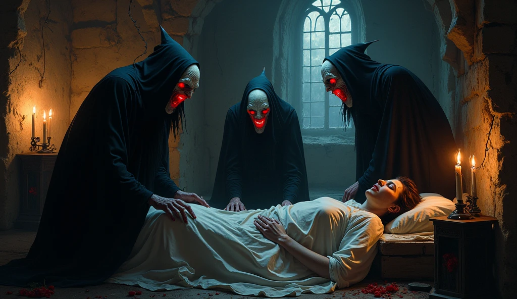 Haunted graveyard,Sinister shadows,Creepy abandoned house,Malevolent spirits,Bloodcurdling screams,Cursed dolls,Terrifying clowns,Macabre rituals,Grave robbers,Chilling whispers,Possessed mirrors,Haunted paintings,Creaking floorboards,Mysterious disappearances,Forbidden rituals