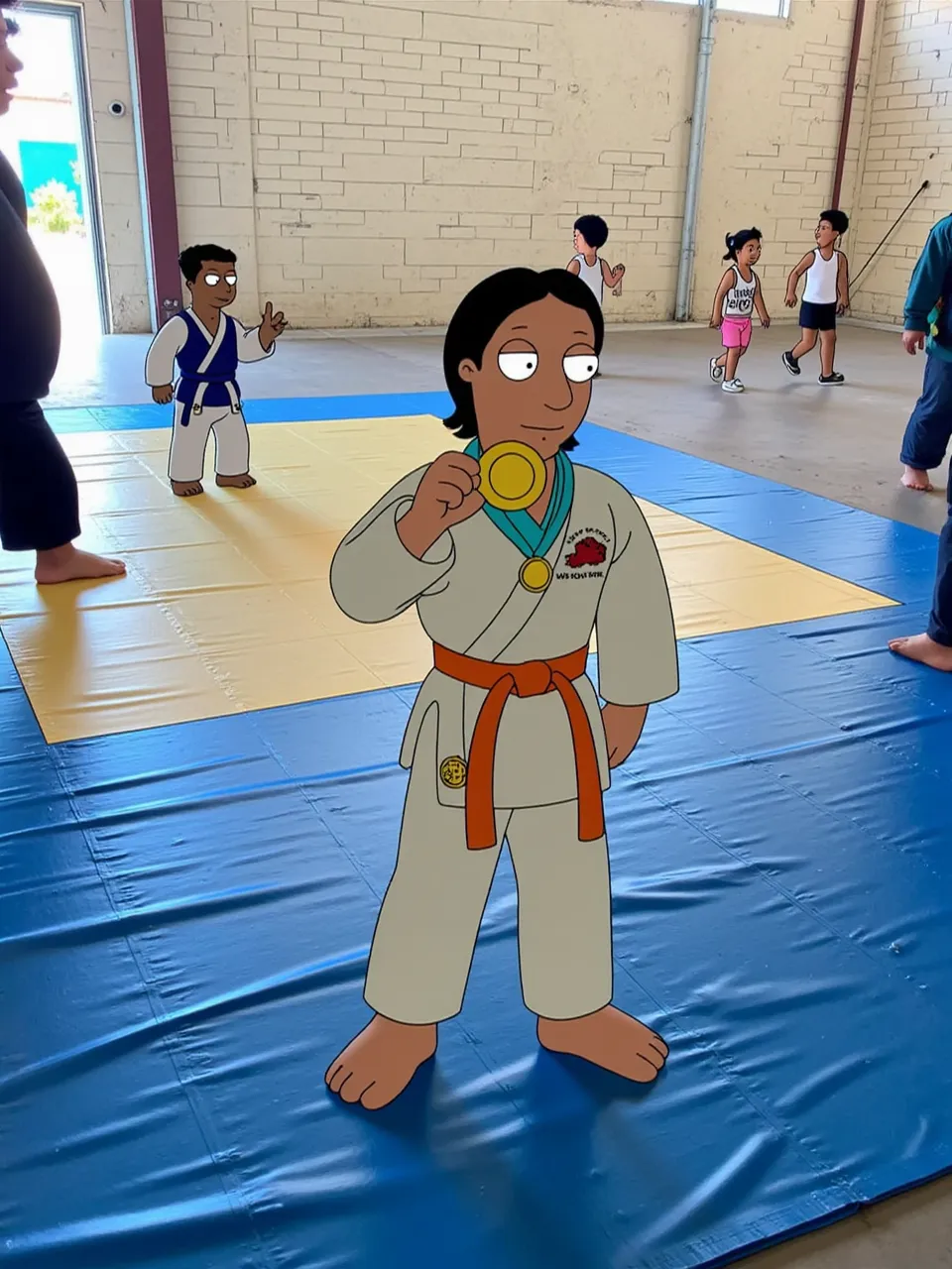 Capoeirista feminina em roda de capoeira