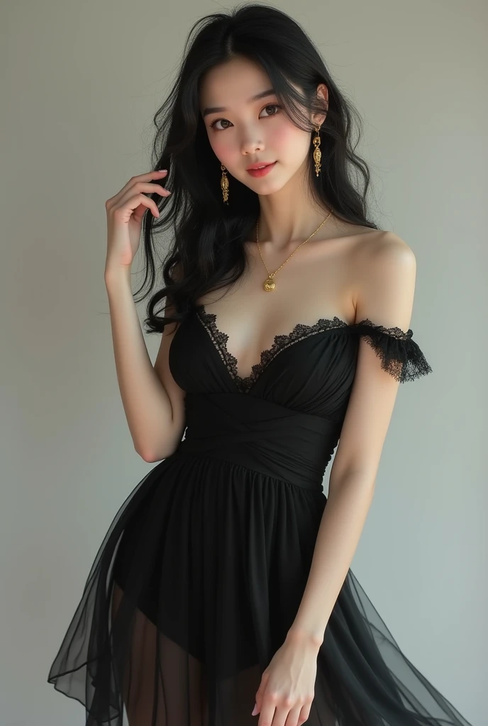 Ultra-detailed、Fascinating beauty、Dainty woman、Cool Girl、Wavy Hair、Black chiffon dress、Wide sleeves、flered skirt、Evil Female Executive、Evil Fall、brainwash、pantyhose、lacy fabric、Glossy legs、lipsticks、Evil look、Suspicious look、Hollow eyes、wicked、Reaching out、Over Head Shot、selfy、nightclubs、brainwash、a possessed woman