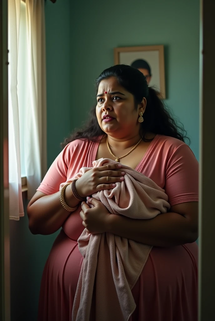 morbidly obese indian aunty screaming in pain from overeating, very tight kurta, extremely wide, ussbbw, very gigantic very fat swollen pot belly, small breasts, her big belly is heavier than 50 kg, pregnant with octuplets, resting hands on big belly, in extreme pain from overeating, she is moaning and cringing, she is screaming in excruciating pain from overeating, she is tightly scrunching her face, burping