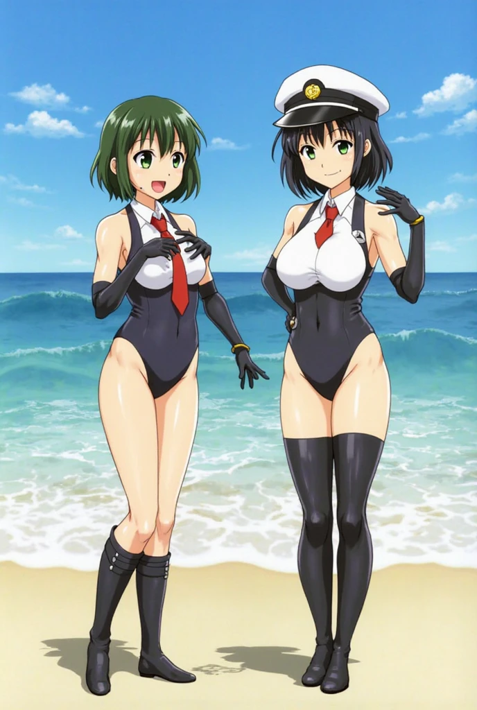multiple girls, 3girls, standing, giantess art, highly detailed giantess shot, giantess, most detailed, perfect face, two legs, five fingers, short hair, beautiful girl bigger than a skyscraper, wearing rimless glasses, smiling, huge breasts, swimsuit, maid bikini, stiletto heels, under heavy attack, very small metropolis, miniature metropolis, full body depiction, GTS, giga giant, trampling city, crush city, tiny city, micro city, high resolution, best quality, masterpiece,