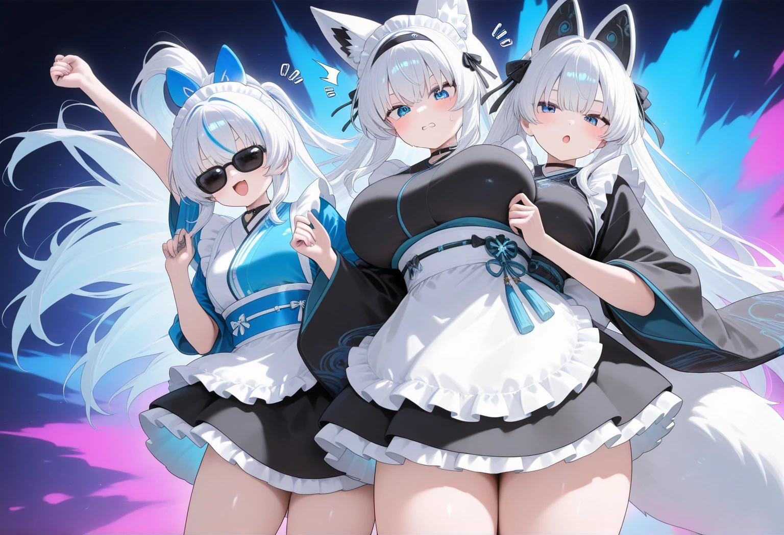 (((((anime))))) (((((masterpiece))))) ((((highly_detailed)))) (best_quality 4k 8k highres masterpiece:1.2) ultra-detailed 4girls (beautiful_anime_girl_characters) (Good_at_Characters) (((((nsfw))))) (((((Lewd)))) (((((ahegao))))) (((((ahegao))))) (((((mesugaki))))) (((blush))) (((((skin_fang))))) (Watery_eye) ((maid)) ((maid_headdress)) halo (penis) (big_penis) (testicles) (big_testicles) (((((Huge_breasts))))) (((((Huge_breasts))))) (((((Huge_breasts))))) (((((Huge_breasts))))) (((((Huge_breasts))))) slime_Drool (((furry))) (((anthro))) (((fursona))) ((maid)) ((maid_headdress)) halo (penis) (big_penis) (testicles) (big_testicles) yakumo_ran(touhou_project) fox_ear fox_tail multiple_tail (((liquid_black_slime_girl))) (((liquid_black_slime_girl))) (((liquid_black_slime_girl))) (((black_slime_girl))) (((black_slime_girl))) (((black_slime_girl))) (((black_slime_body))) (((black_slime_body))) (((black_slime_body))) (((black_slime_body))) (((black_slime_body))) (((black_slime_body))) (((sliver_slime_hair))) (((silver_slime_hair))) (((slimy_shiny_reflective_joy))) (((slimy_and_reflective))) (((wet_skin))) looking_at_viewer assimilation assimilation absorption absorption Dynamic_Pose_lesbian full_body anime_screencap