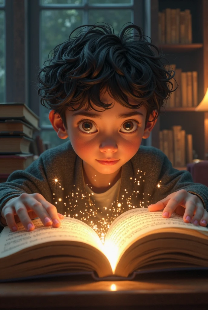 Create a boy reading physics book