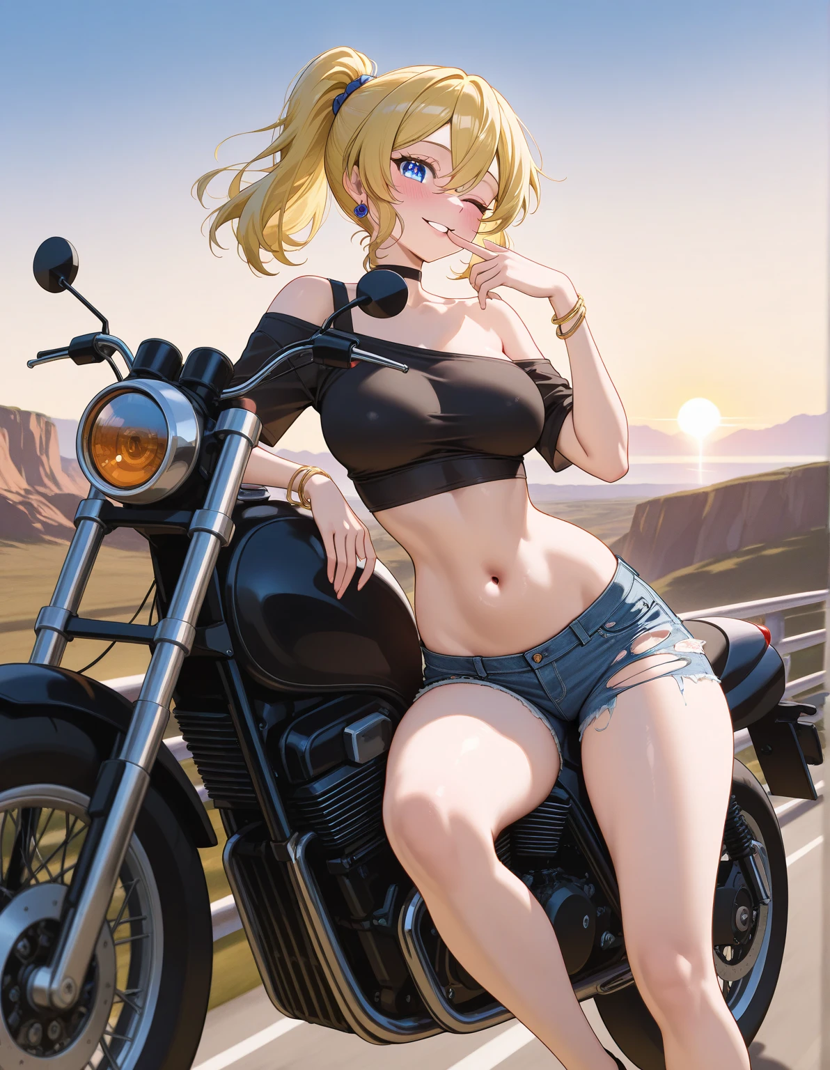 Cartoon of a woman riding a motorcycle with a large tank on the back, Mechanized Valkyrie Girl, bikini + Tattered military equipment, Mechanized Soldier Girl, Kashert Kenz, Inspired by Shiro Masamune, Anime Art Vehicle Concept Art, By Akihiko Yoshida, top rated on Pixiv, trending on Pixiv, Pixiv,Cartoon of a woman riding a motorcycle with a large tank on the back, Concept art inspired by Masamune Shirow, Topics on pixiv, Self-sastructing art, Mechanized Valkyrie Girl, bikini + Tattered military equipment,(Denim hot pants:1.3), Mechanized Soldier Girl, Kashert Kenz, Anime Art Vehicle Concept Art, Top rated on pixiv, Dieselpunk Art Style,(Shiny amber hair:1.6), (Wavy medium hair:1.6), (Brown beautiful girl), (Healthy dark skin), (Sunburn mark), clavicle