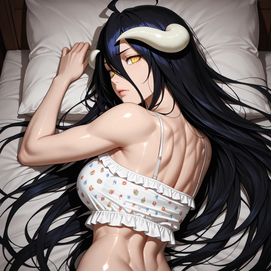 solo, 1girl, looking at viewer, 2D, anime, anime coloring, full body, (solid white background:1.3), miyuki shiba, maid bikini, porn, kiss, looking at viewer, straddle me, smile,bed room,sleep position, kiss me