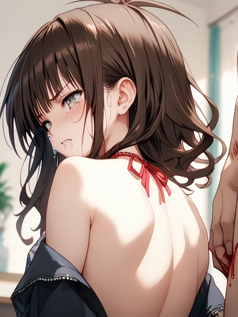 1girl, crawl position, sex from behind, 1boy, Doggystyle, (1girl, light maroon hair, long curly hair,two strands framing her face, two strands of hair framing her face, Brown eyes, light pink lips, medium breast, pink nipples,breastgrope from behind, pussy, vagina, cumming, cum inside, vagina inserted by pussy, cute, open mouth, blush, sex from behind)(1boy, crawling, brown hair, Brown eyes, naked, boy touching girl breast,muscular,penis ,) bedroom, white bedsheets, indoors, night, lamp, sex from behind,