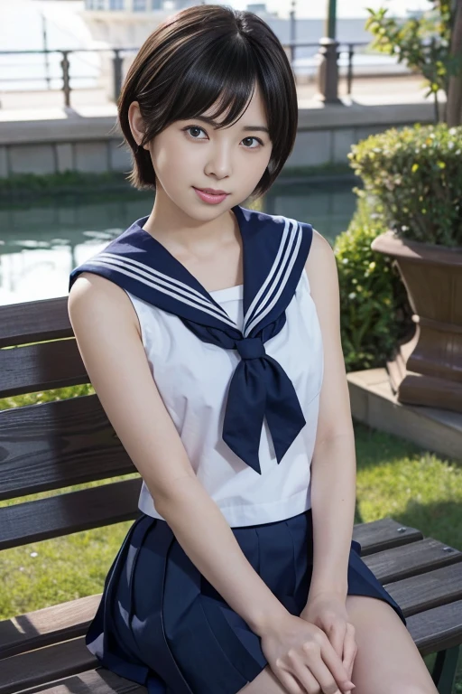 ((((((17 years old))))))、((Aya Ueto : 1.0))、(((A charming face)))、(((Young face)))、(((beautiful girl)))、(((A beautiful woman)))、Beautiful woman、Cute woman、((Innocent face))、((Smile))、((Ultra-detailed face))、((Detailed lips))、((Detailed eyes))、((double eyelid))、(((Beautiful Face)))、(((Beautiful, well-shaped eyes)))、(((Beautiful, well-shaped lips)))、Very Short Hair、ponytail、Pixie cut、BREAK、BREAK、(((Wearing a sailor uniform)))、BREAK、8 heads、(((slender)))、(((Slim body)))、(((Thin body)))、(((Slim woman)))、(Flat Chest:1.5)、BREAK、Photographic quality、Natural light、(フォトRealistic:1.4)、(Highest quality:1.2)、(Ultra-high resolution:1.2)、8K、RAW Photos、Realistic、High Detail、Film Grain、Detail Skin、Symmetrical、Delicate skin、Real human skin、pores、Super detailed、Detailed、(masterpiece : 1.2)、Thin face、Sharp Face、Small Face、Small face、Narrow shoulders、Small shoulders、Small shoulders幅、Slim shoulders、Narrow shoulders幅、Beautiful Japanese Woman、Beautiful Korean Woman、Slim womanモデル、Young Gravure Idol、Realistic young gravure idol、Young Sensual Gravure Idol、Young Pretty Gravure Idol、Japanese Model、Young Gravure Idol、((From the knee up)) 、(arms behind back:1.3)