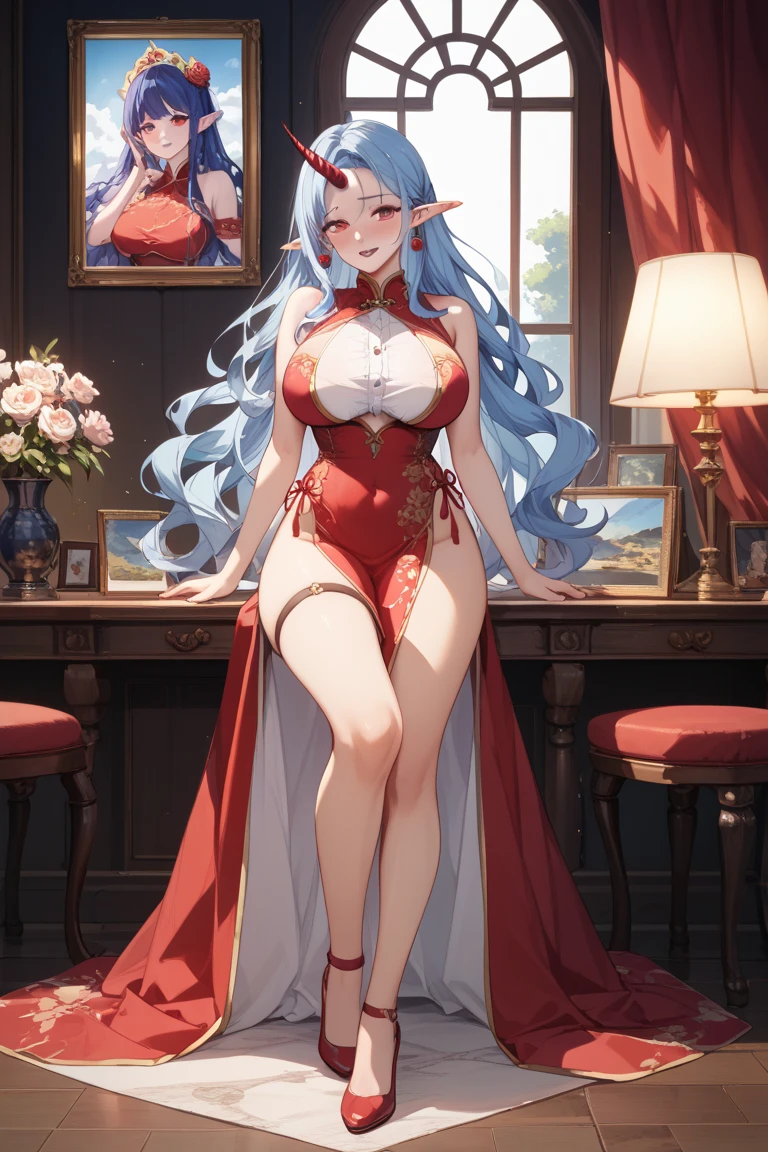 My name is Yukiko.I am a white test woman with long Sky blue hair,red eye color.I am 1.62 cm tall . My breasts measure 200 cm, my waist 40 cm and my hips 200 cm. Dresseddressed in red lingerie with garter belt   . With big breasts 200 cm