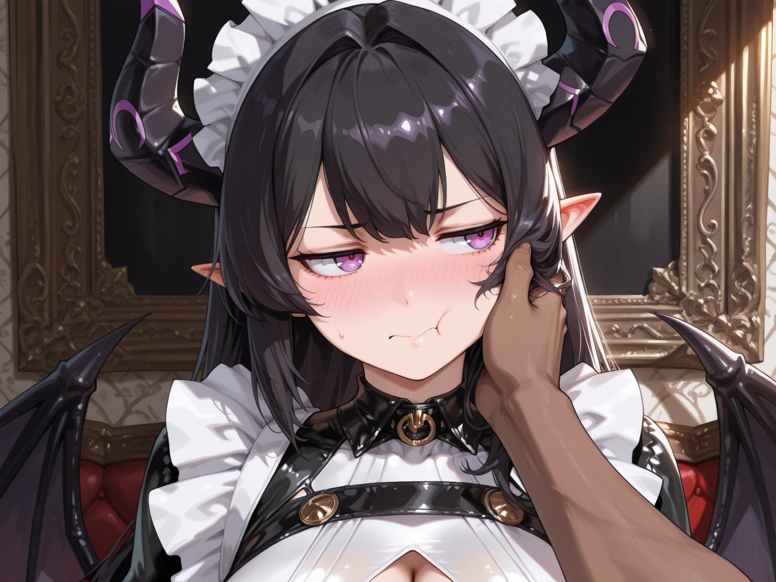 (((s,))) (((children,))) lolicon bod((Perfect body,))((Super beautiful,))((High quality,)), (sweaty,) (wet all over,) blush,saliva, steam,(((lolita maid cos, long hair, pink eyes, hair ribbon,sexual Underwear, on bed, in a bed room at night,long blunt bangs,elf ears,big demon horns))),collar,pov, Looking at Viewer,half open eye,fellatio,blowjob, deep throat,Sticking out the mouth and cupping the cheeks,cum on the face and hair,Close-up of the face, focus on the face,mesugaki,nsfw,{{{vacuum fellatio :>=}}},{swallow},(half closed eyes),(ahegao),
Blowjob, Lips on Cock, Cock, Oral, Straight, Blowjob face, {{{POV}}}, Cum, Blush, Looking at Viewer, Cum in Mouth , solo focus,sweaty and glossy skin,
cum facial, bukkake,happy expression,Closed mouth