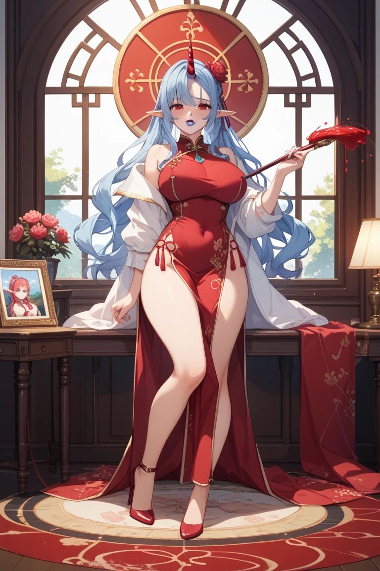 Anime - Style image of woman sitting in chair in gorgeous dress, beautiful fantasy queen, ((beautiful fantasy queen)), 8k high quality detail art, Guweiz on ArtStation Pixiv, Best Art Station on FanArt, Royal Elegant Pose, Guweiz on Pixiv Art Station, Extremely detailed Artgerm, Seductive anime girl, White-haired deity