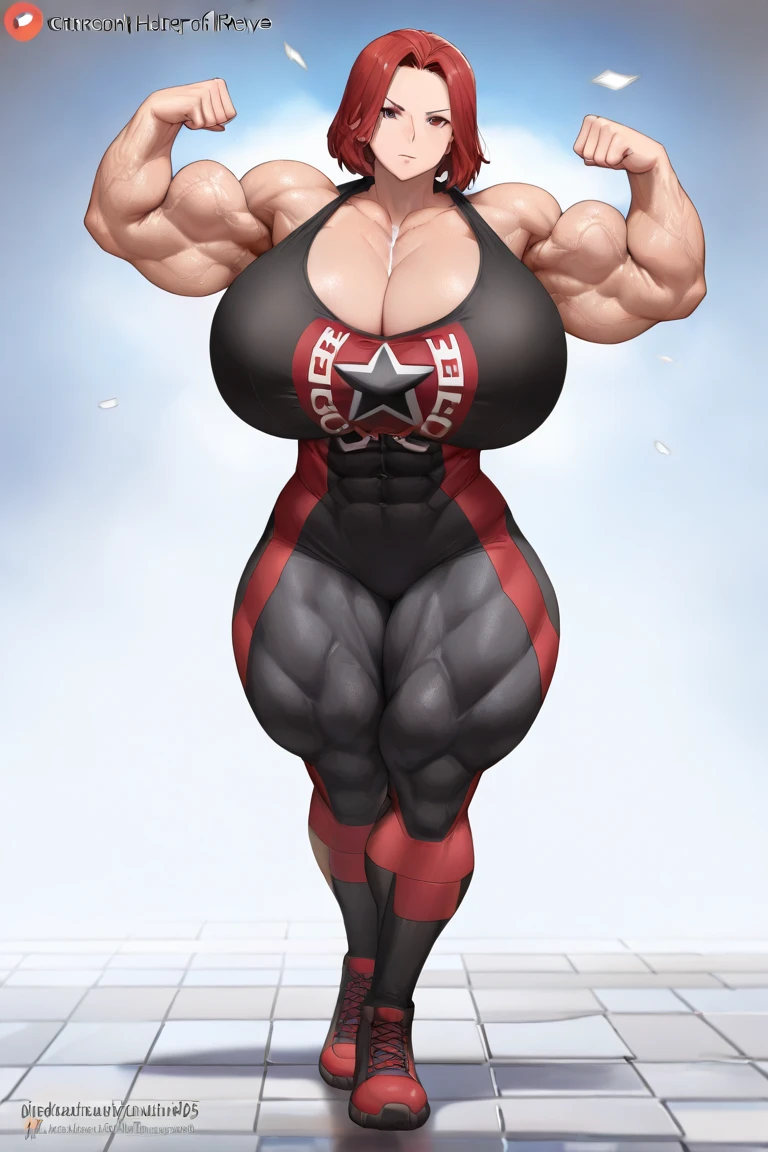 raffe woman in a red dress posing on a street, heavy looking, thicc, giantess art, highly detailed giantess shot, thick body, massive legs towering over you, muscular ultraviolent woman, powerful and huge, hyperrealistic full figure, exaggeratedly large physique, large muscles, extremely detailed giantess