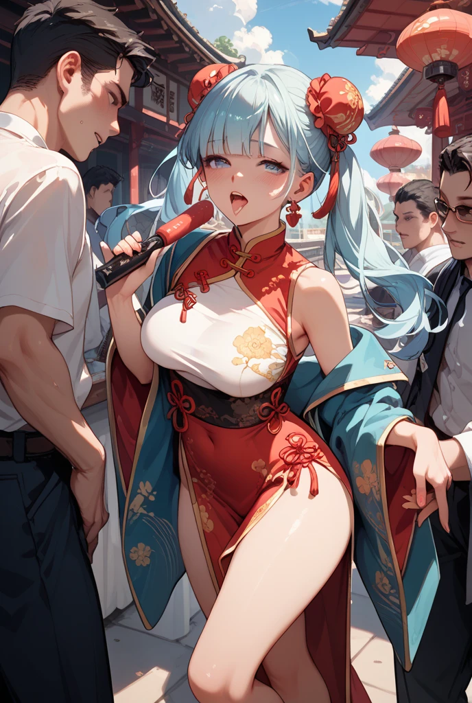 Highest quality、masterpiece、(muscular male:1.2)、(father:0.5)、Shaved head、Short Hair、Sports haircut、short hair、Black Hair、Blonde、Gray Hair、Red hair、Blue Hair、(sweat:1.3)、(steam:1.1)、4boys、Ultra wide angle、Summer Festival at Night、Jinbei、nipple piercing、tattoo on chest、tattoo on leg、Smiling shyly、ass pov