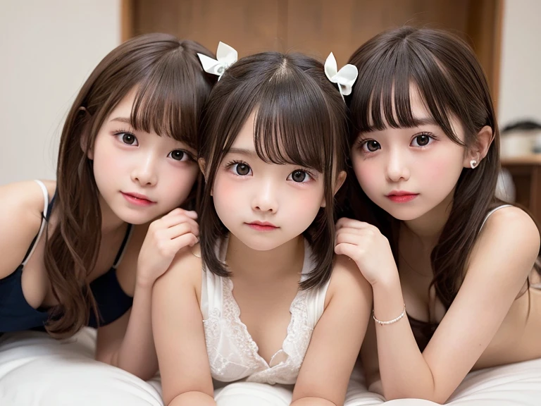 three girls CHILDREN, are posing for a photo in the forest, BLACK AND WHITE, beautiful girls, young girls, cute girls, 3 sisters look at each other in the mirror, beautiful faces, light-skinned African girl, by irakli swim, by Miroslava Sviridova, with a white complexion, beautiful portrait, varied ethnicities, 3 young and beautiful women, beautiful faces, girls resting WITH THEIR EYES CLOSED.